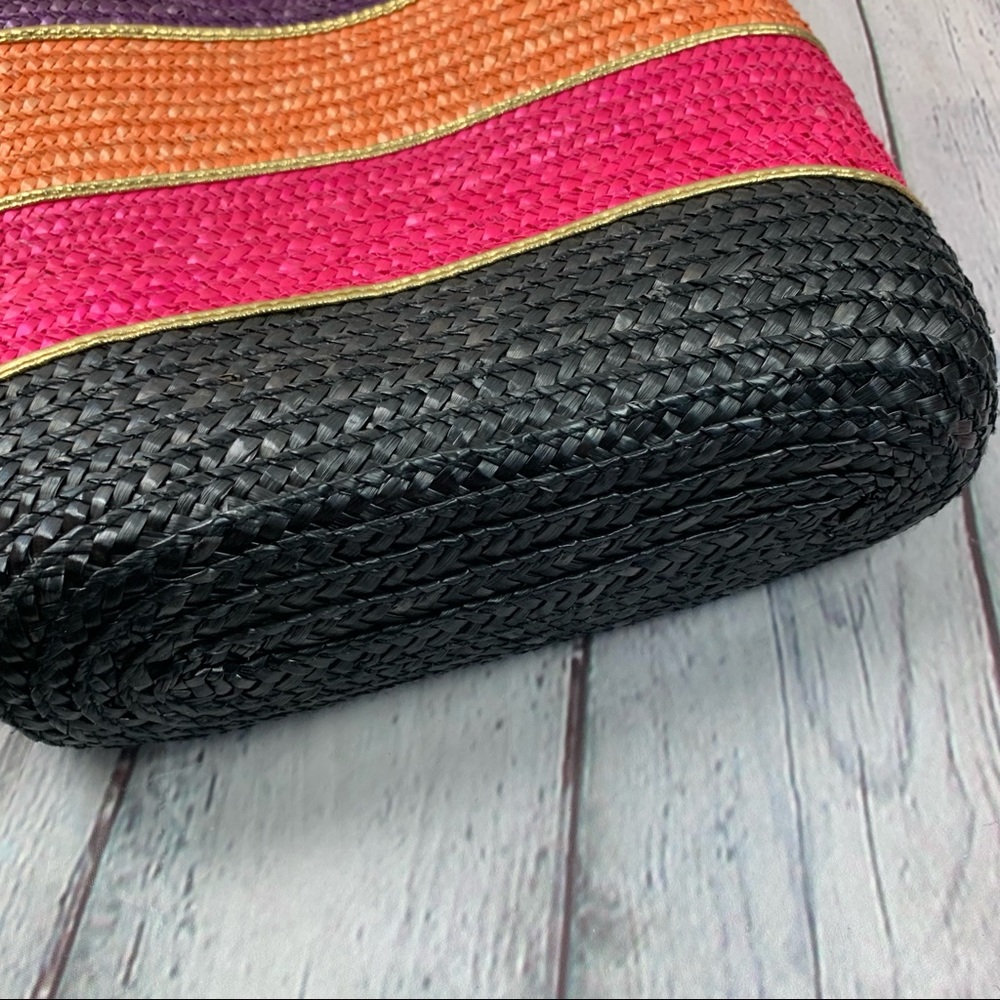Vintage Chic Multicolor Straw Handbag Shoulder Bag - Picture 5 of 8